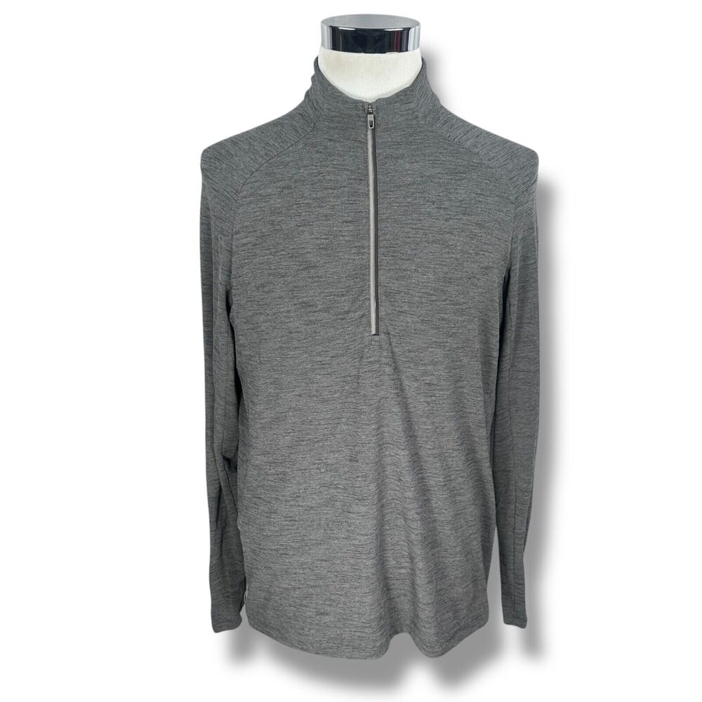 Lululemon Surge Warm Half Zip Top Men's‎ Large Gray Long Sleeve Thumbholes Slim